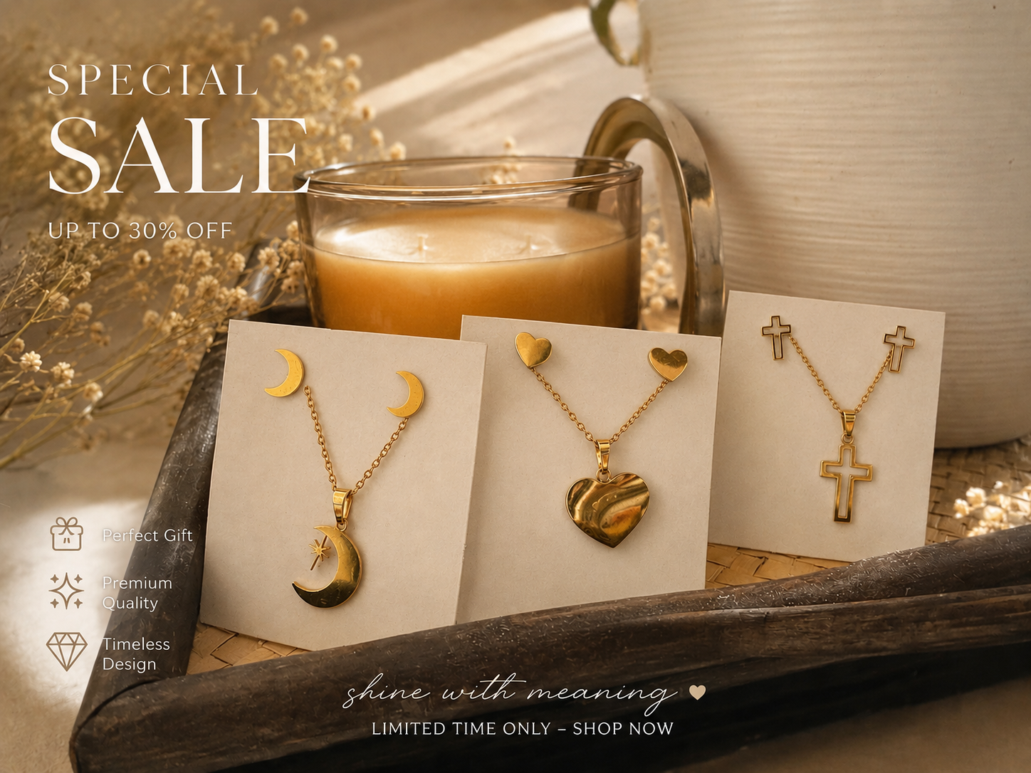 Moon Necklace and earrings